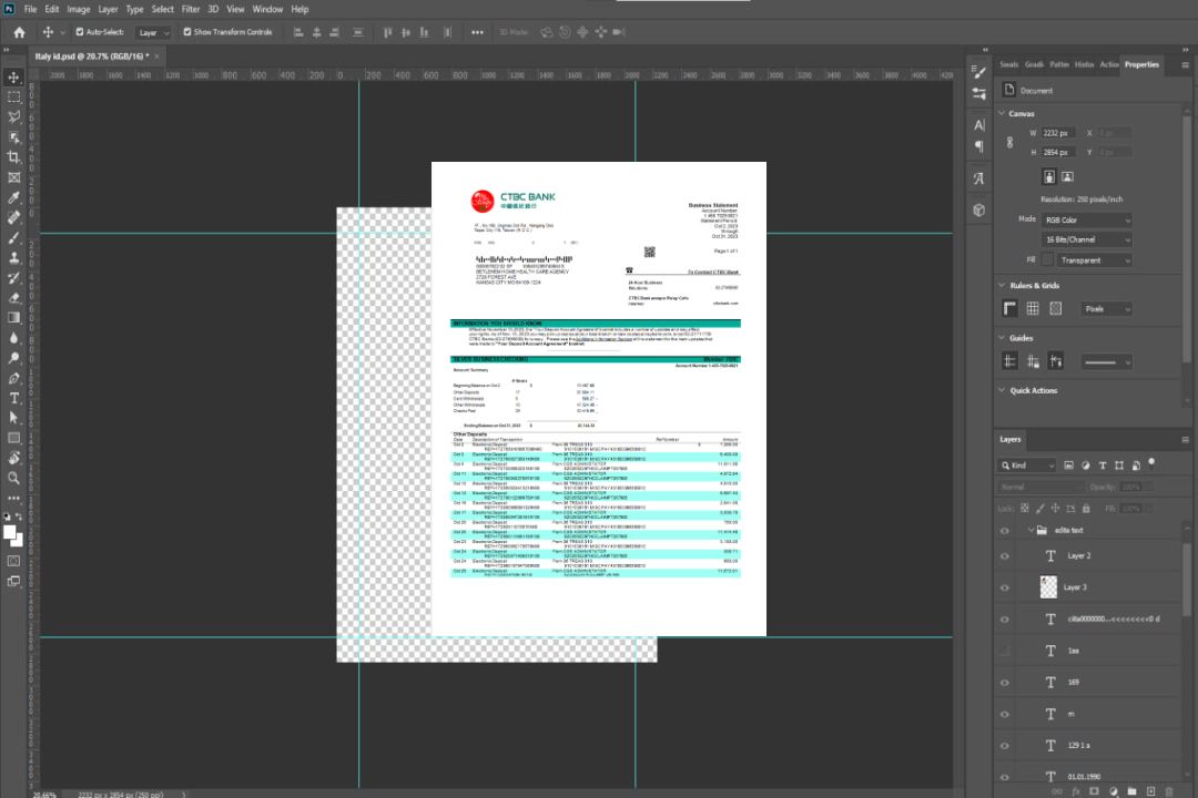 Modèle Word et PDF de déclaration d'entreprise de la CTBC Bank template